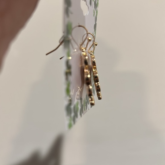 Three leaf clover gold tone earrings w/green rhinestones, St. Patrick’s Day - Picture 3 of 4